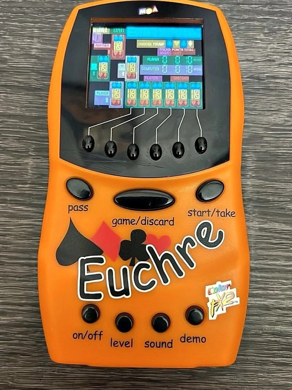 MGA Euchre Handheld Electronic Game Orange